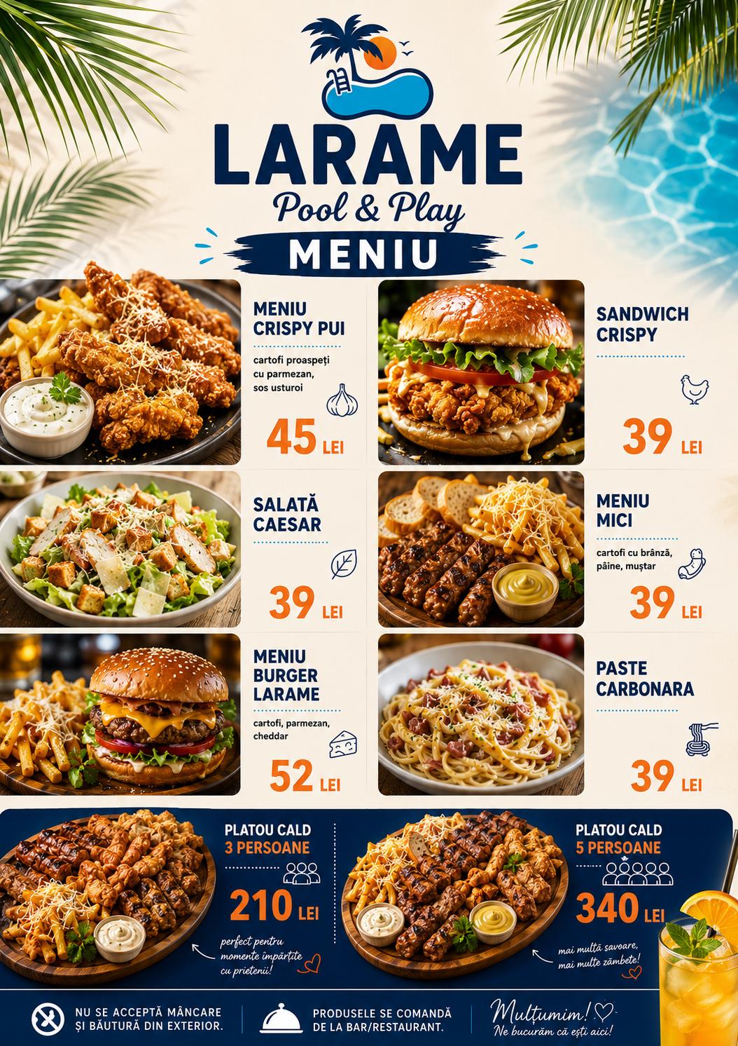 Meniu mâncare Larame Pool & Play